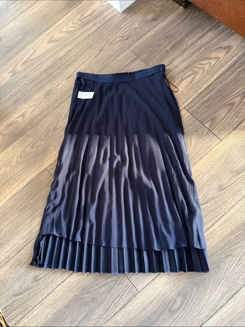 J.Crew Navy Blue Satin Accordion Pleated Midi Skirt Size M - Picture 10 of 10